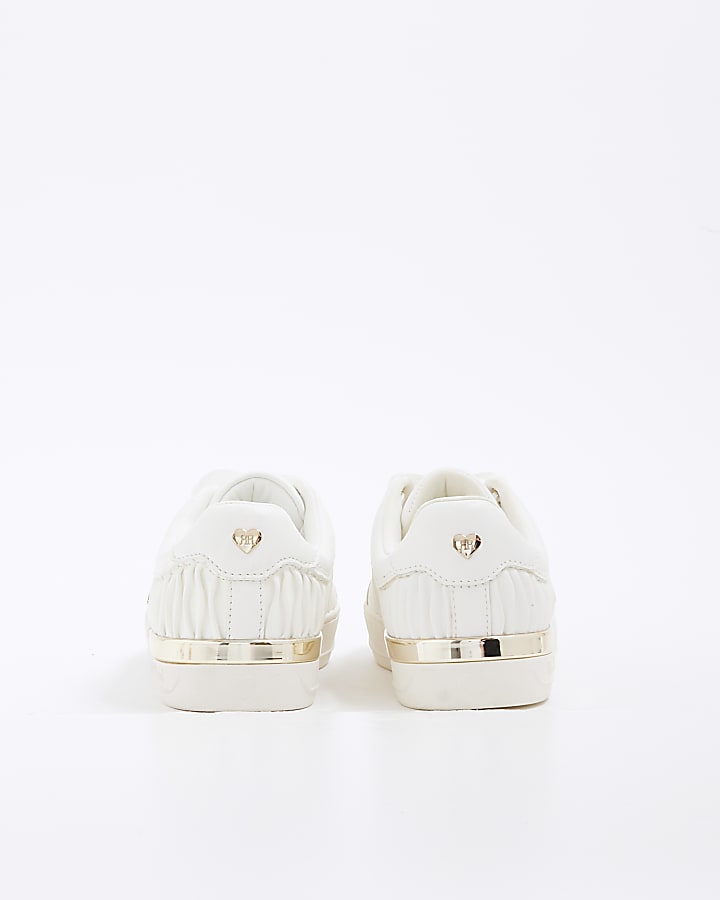 Girls White RI Matelasse Trainers