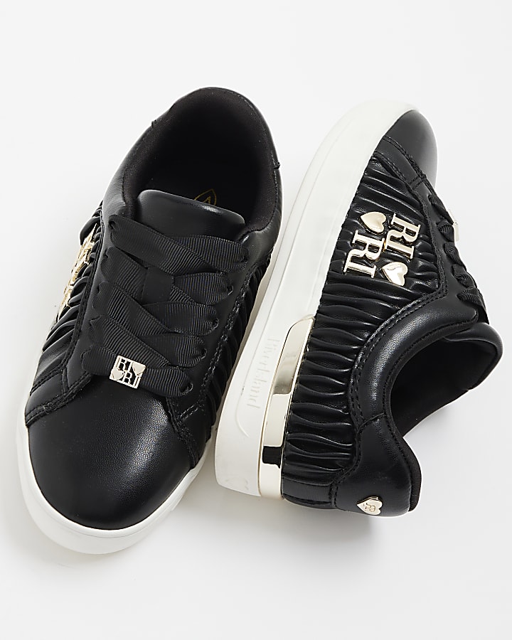 Girls Black RI Matelasse Trainers