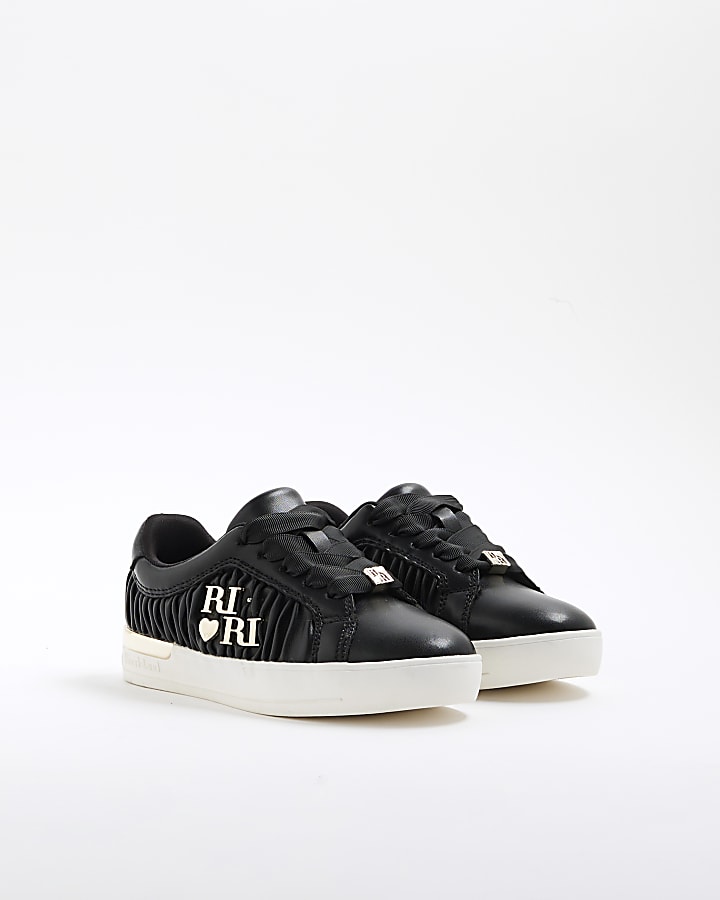 Girls Black RI Matelasse Trainers