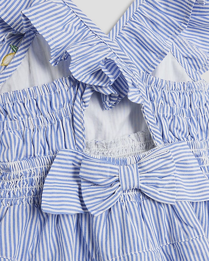Mini Girls Blue Stripe Lemon Frill Dress