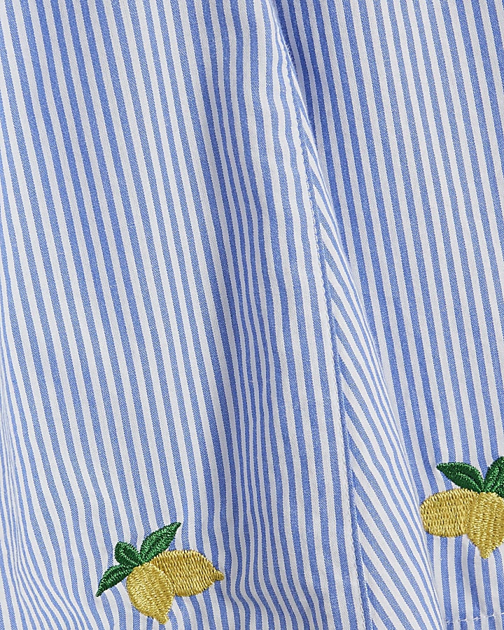 Mini Girls Blue Stripe Lemon Frill Dress