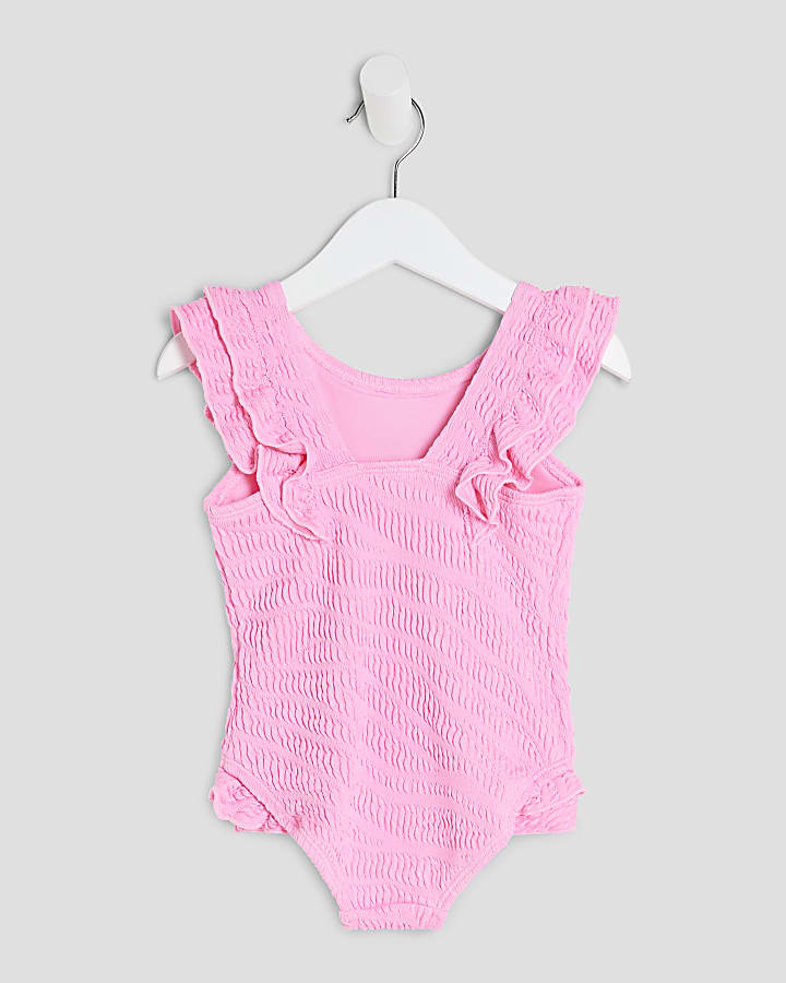 Mini Girls Pink Embellished Cherry Swimsuit