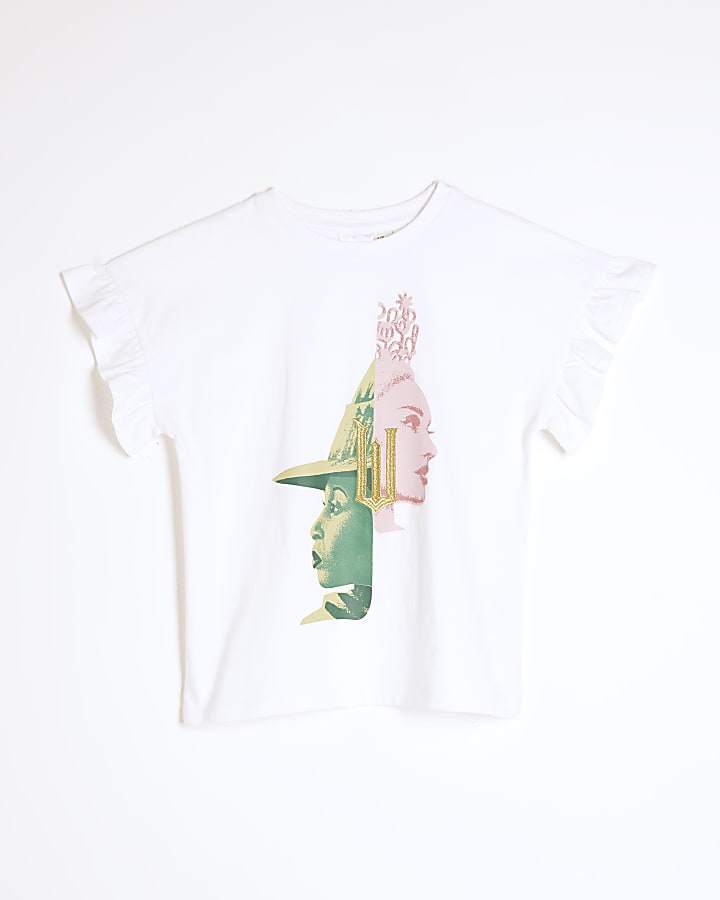 Girls White Pink And Green Wicked T-Shirt