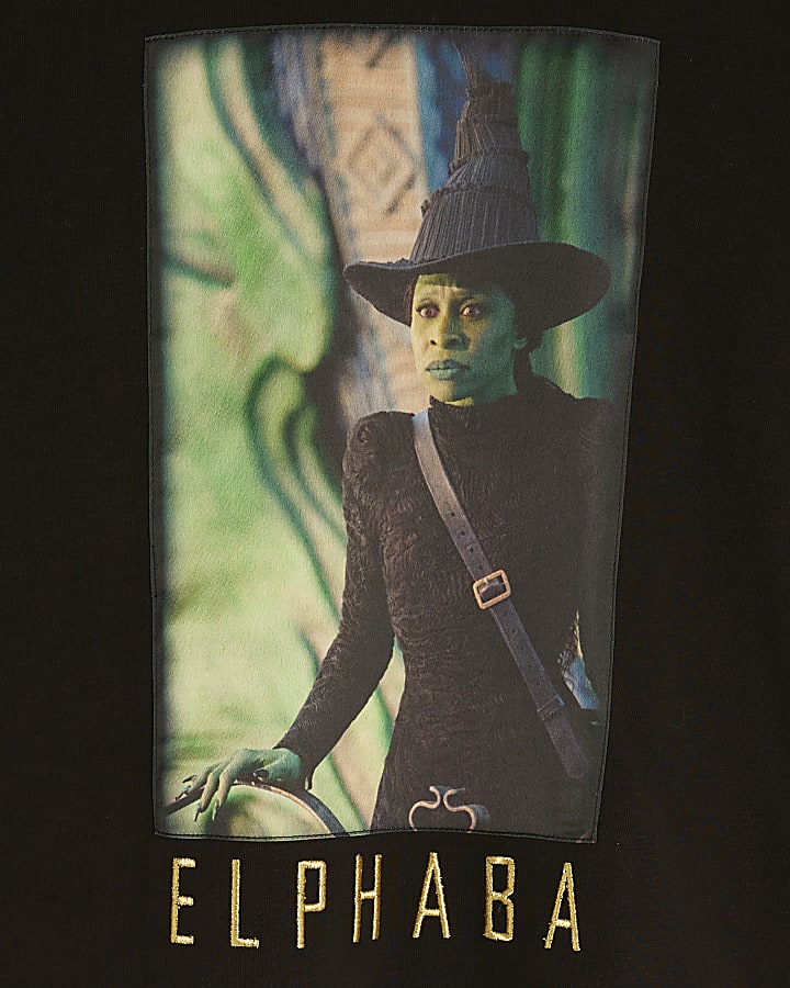 Girls Black Elphaba Wicked Applique T-Shirt