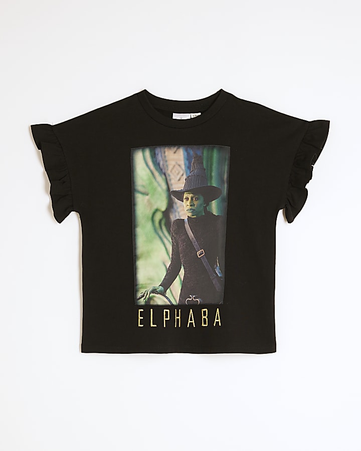 Girls Black Elphaba Wicked Applique T-Shirt