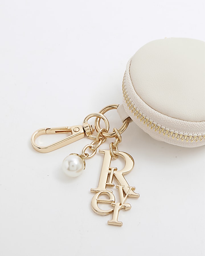 Girls Cream Ruched Bag Charm