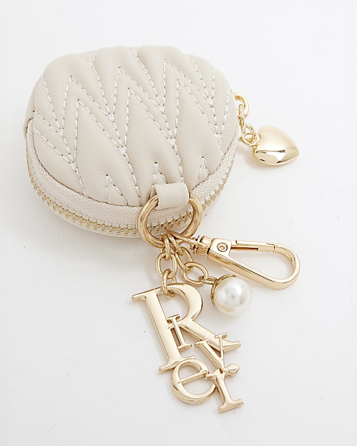 Girls Cream Ruched Bag Charm