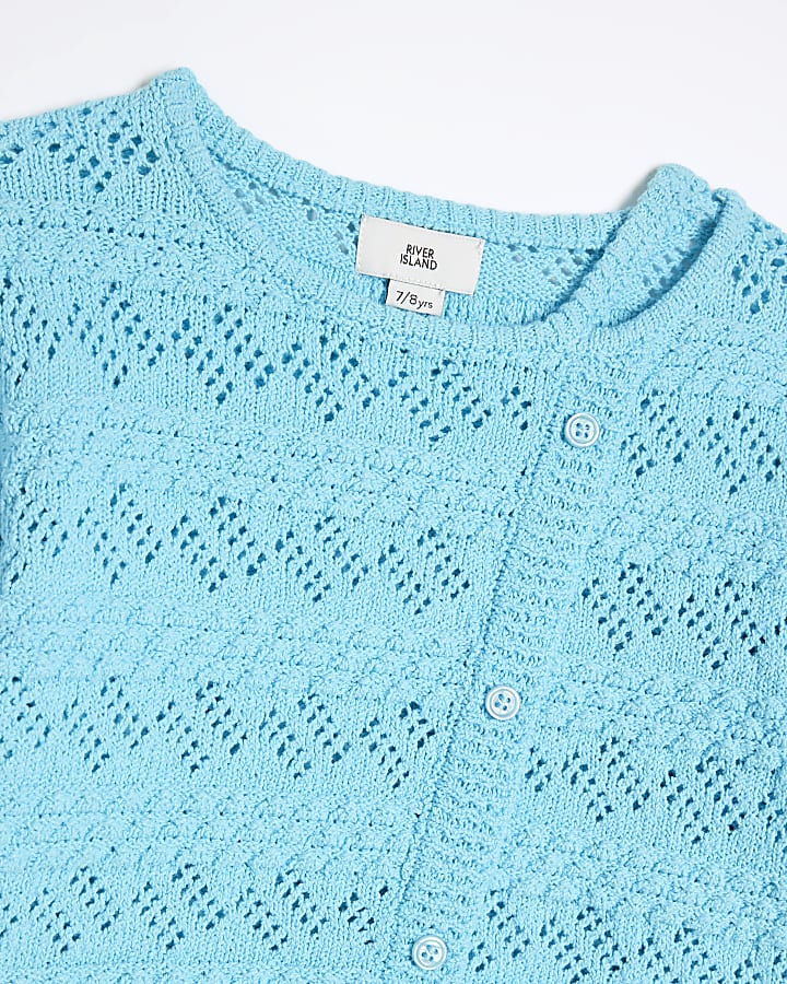 Girls Blue Asymmetric Textured Jumper