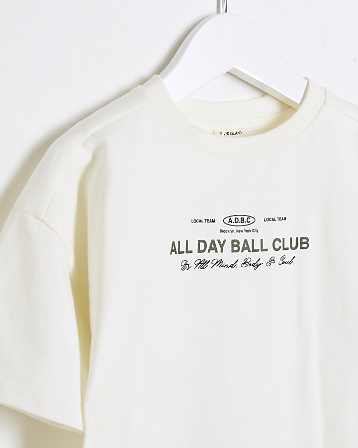 Mini Boys Cream Ball Club Satin Patch T-Shirt