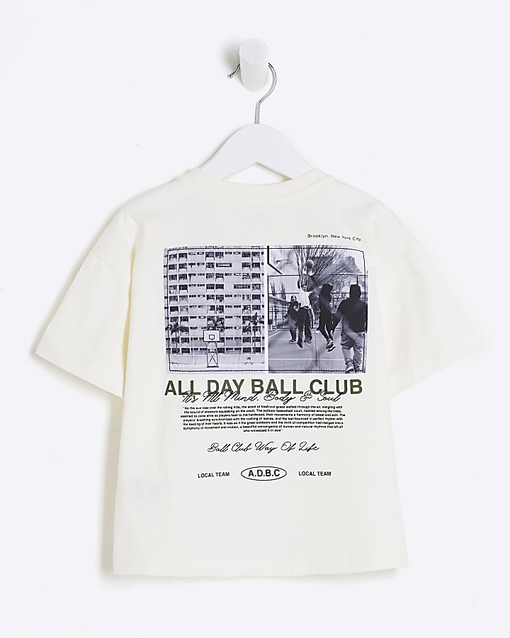 Mini Boys Cream Ball Club Satin Patch T-Shirt