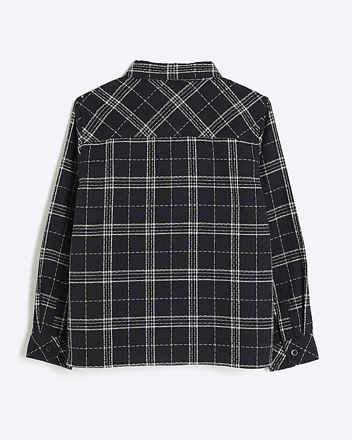 Boys Black Waffle Check Shirt