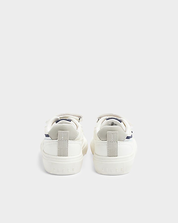 Mini Boys White Side Tape Velcro Trainers