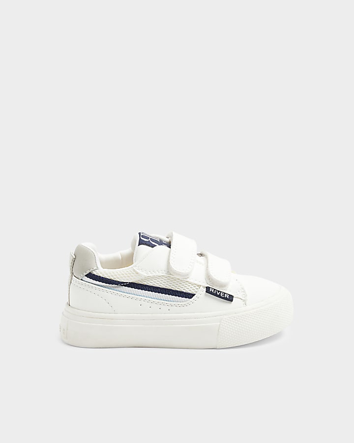 Mini Boys White Side Tape Velcro Trainers