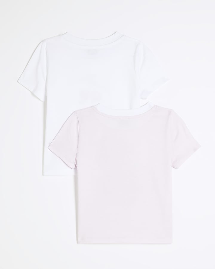 Girls Pink Pack of 2 Graphic Tops