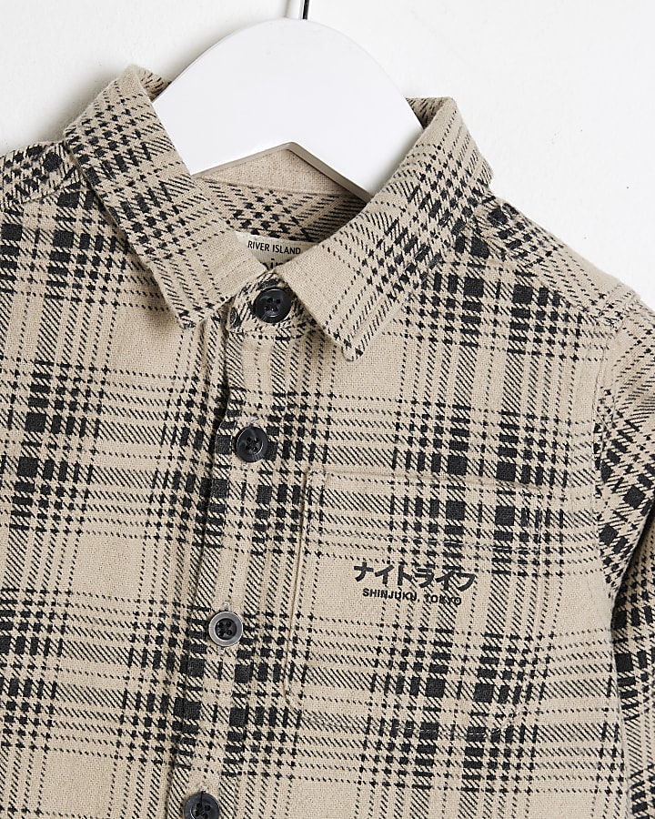 Mini Boys Beige Shinjuku Check Shirt