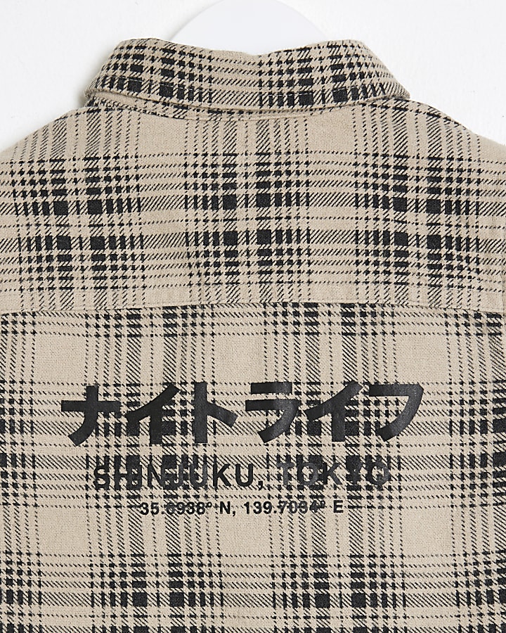 Mini Boys Beige Shinjuku Check Shirt