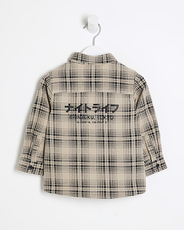 Mini Boys Beige Shinjuku Check Shirt