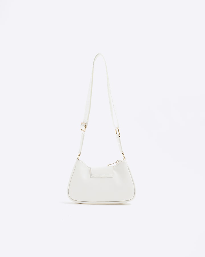 Girls White Raffia Cross Body Bag