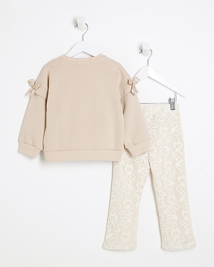 Mini Girls Sweatshirt Lace Flares Set