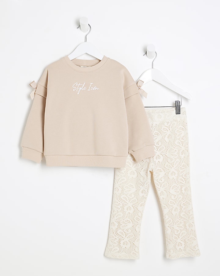 Mini Girls Sweatshirt Lace Flares Set