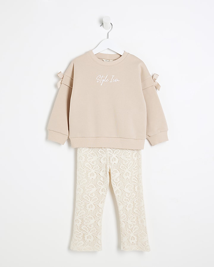 Mini Girls Sweatshirt Lace Flares Set