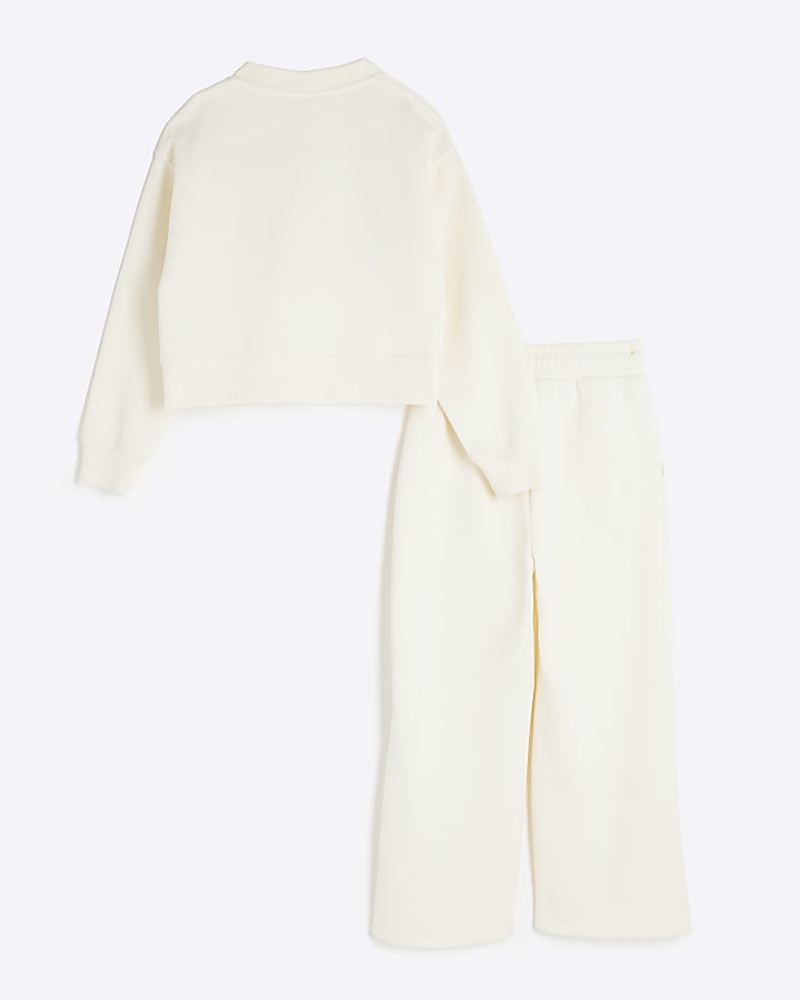 Girls Cream Oversized Cardigan Set