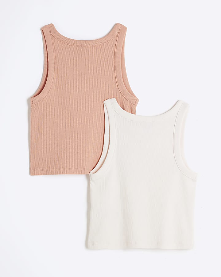 Girls Coral Pack Of 2 Tank Tops