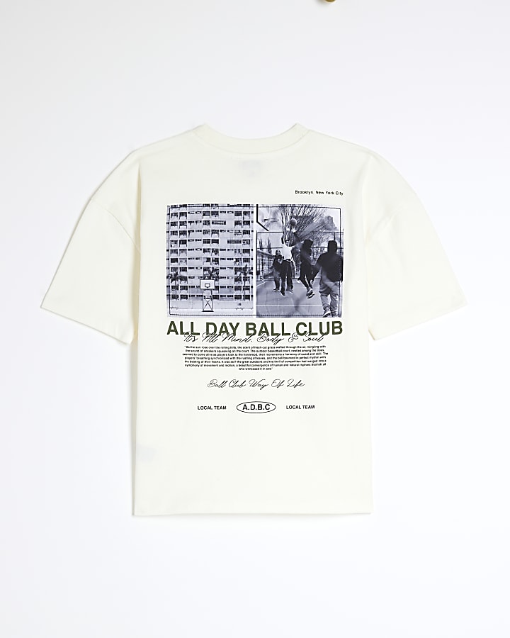 Boys Beige Ball Club Satin Patch T-Shirt