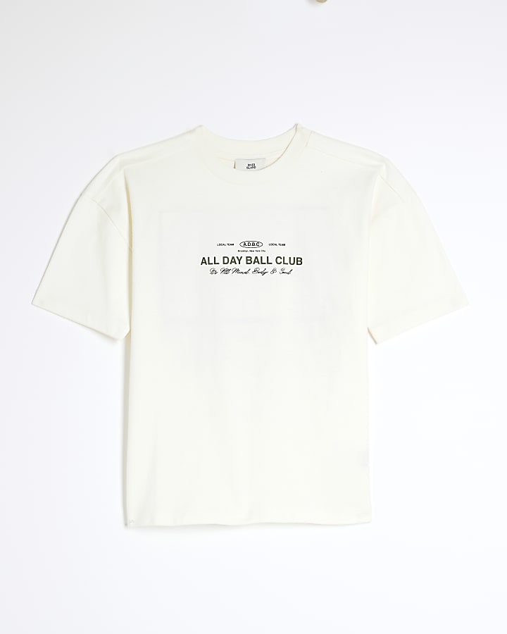 Boys Beige Ball Club Satin Patch T-Shirt