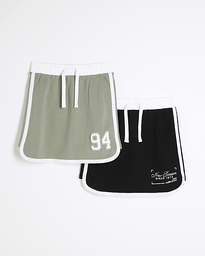 Girls Green Pack Of 2 Runner Skirts