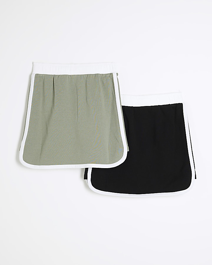 Girls Green Pack Of 2 Runner Skirts