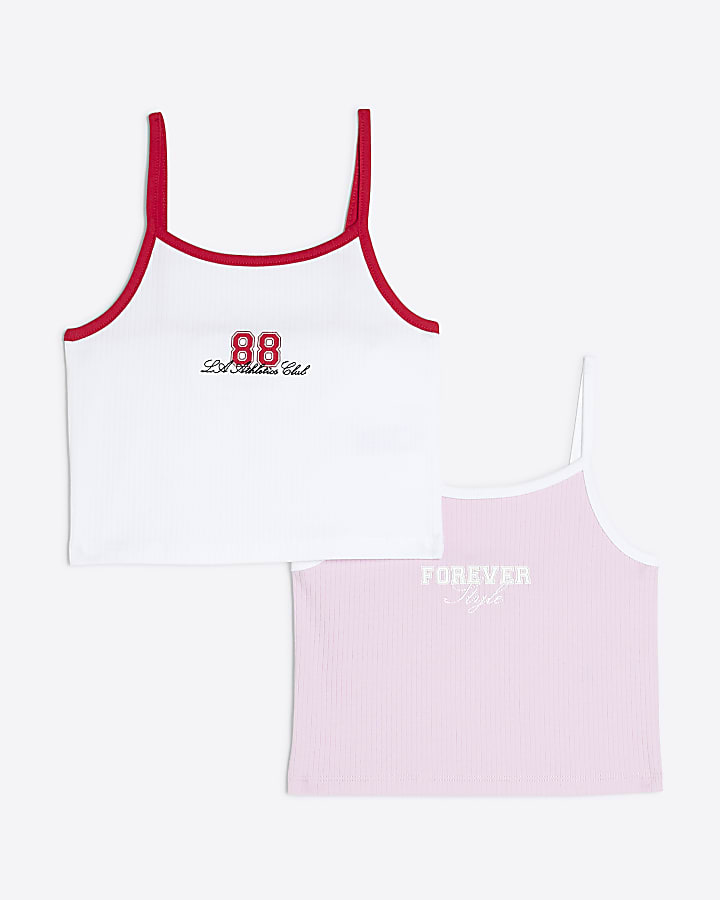 Girls Pack Of 2 Red Tank Tops