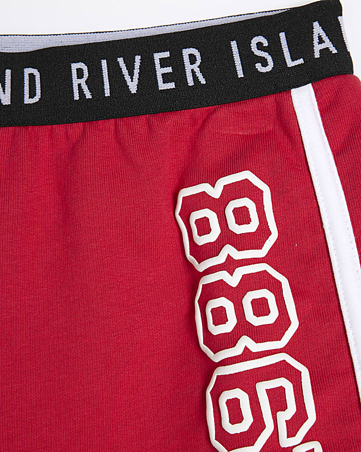 Girls Red And White Runner Shorts 2 Pack