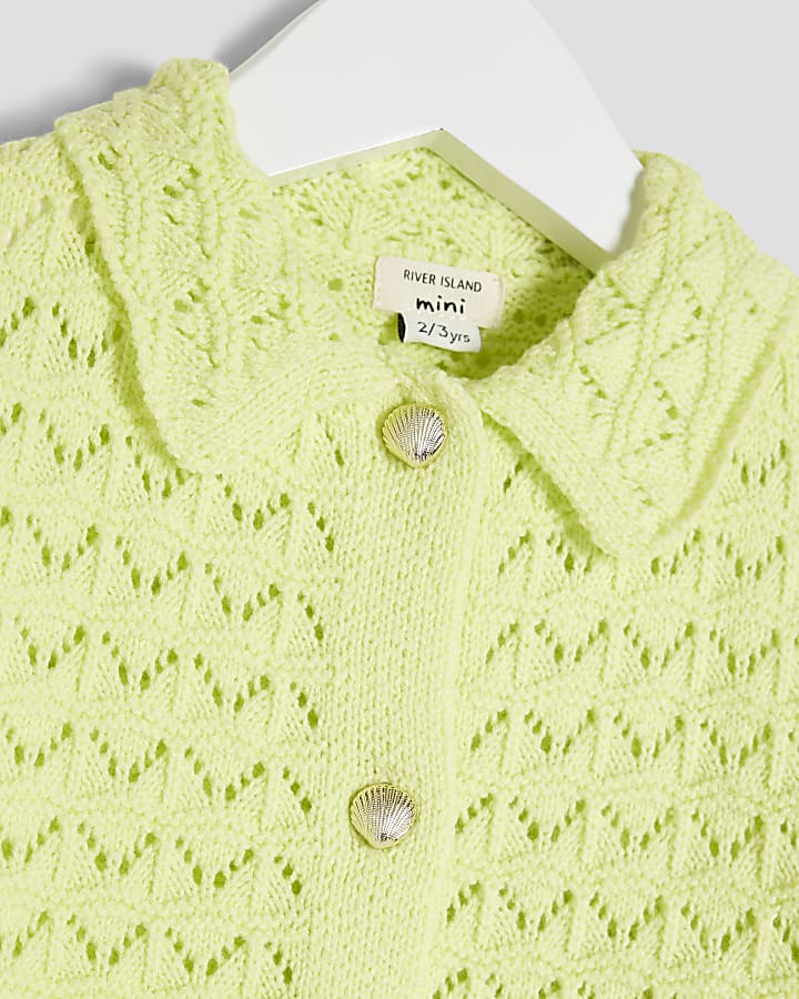 Mini Girls Lime Revere Palm Tree Shirt Set