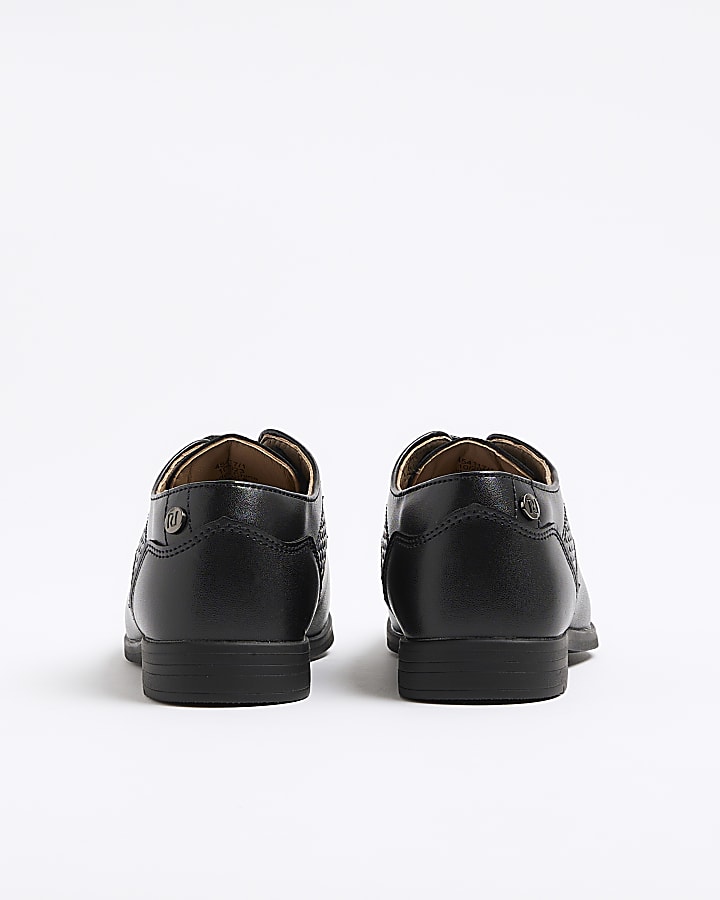 Boys Black Embossed Pointed Toe Shoes