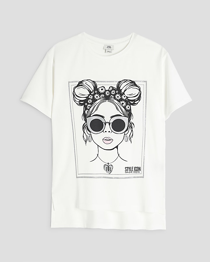 Girls White Heart Girl T-Shirt