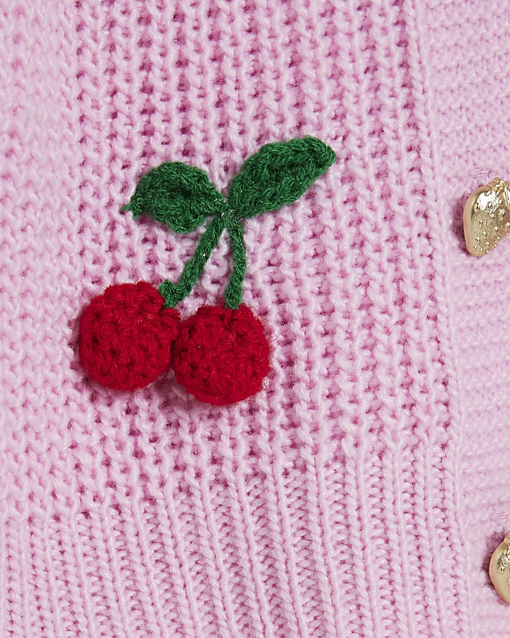 Mini Girls Pink 3D Fruit Cardigan