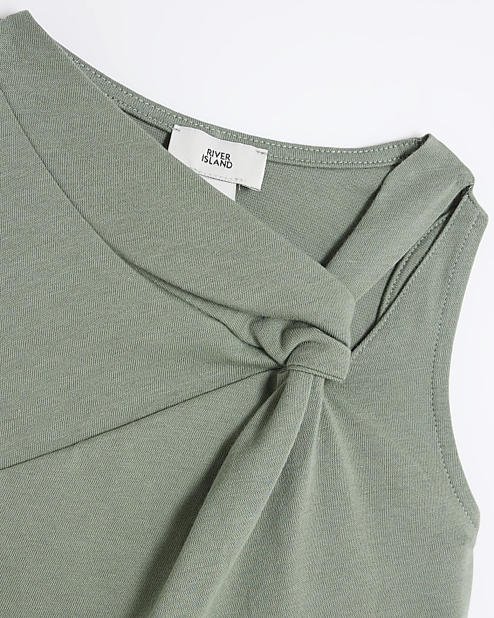 Girls Green Knot Tank Top