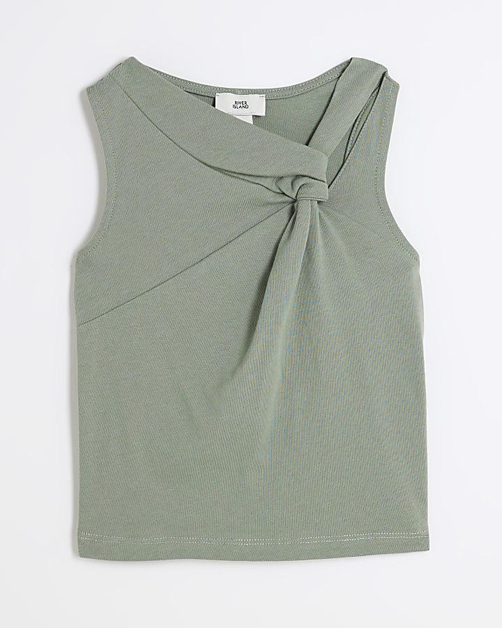 Girls Green Knot Tank Top