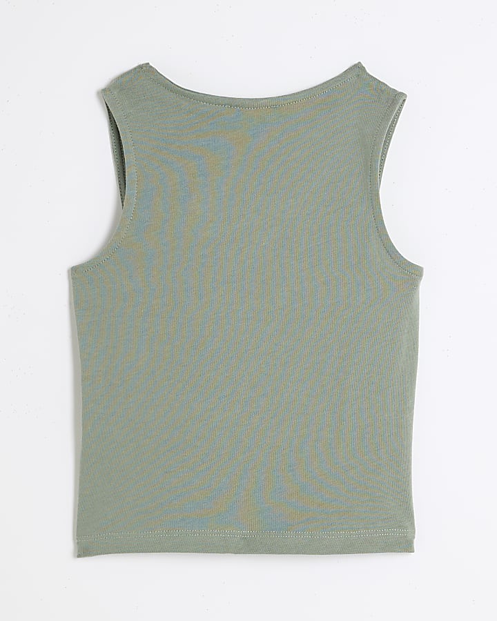 Girls Green Knot Tank Top