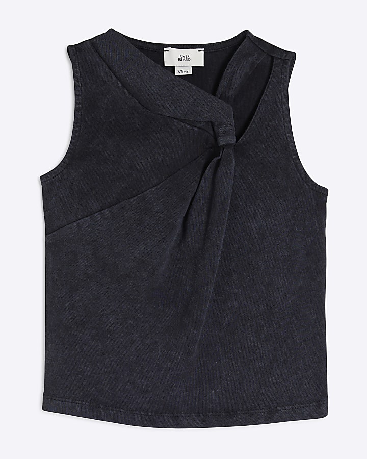 Girls Grey Knot Tank Top