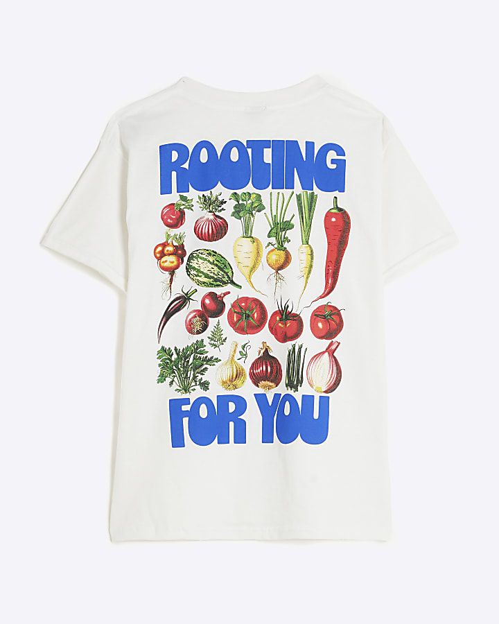 Girls White Rooting For You Slogan T-shirt