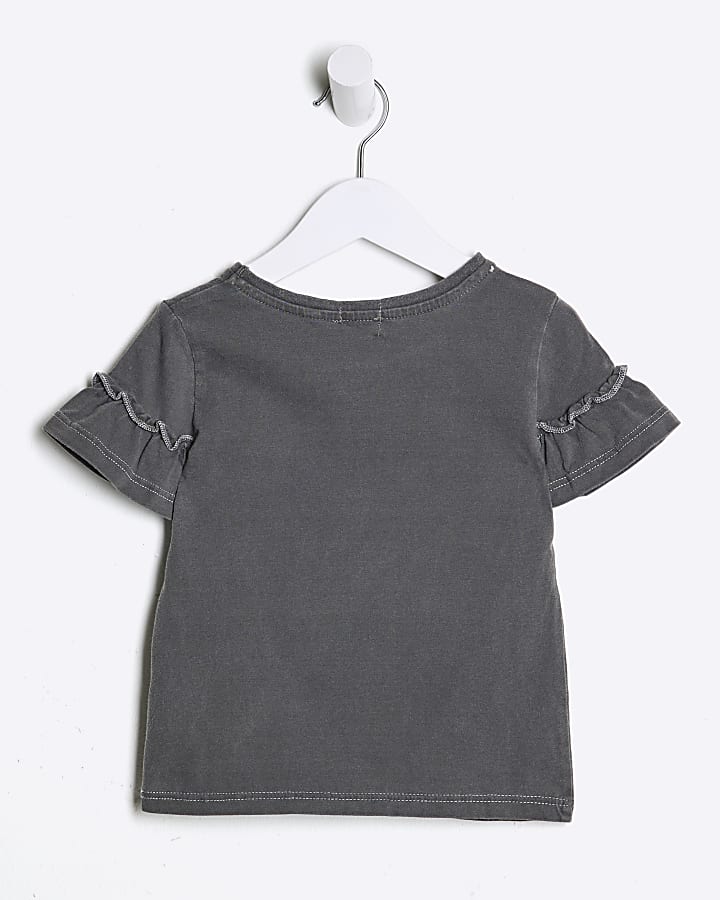 Mini Girls Grey Strawberry T-Shirt