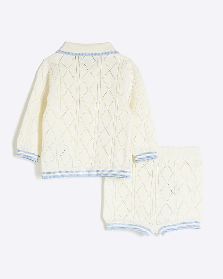 Baby Boys Cream Cricket Shorts Set