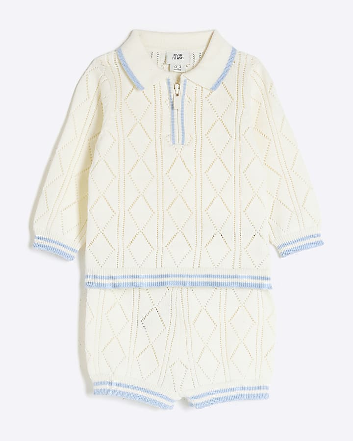 Baby Boys Cream Cricket Shorts Set