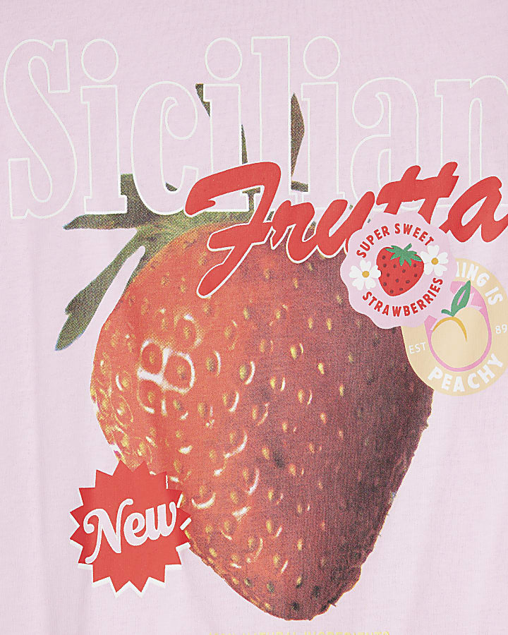 Girls Pink Strawberry T-Shirt