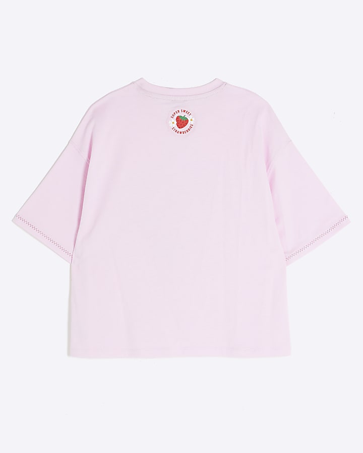 Girls Pink Strawberry T-Shirt