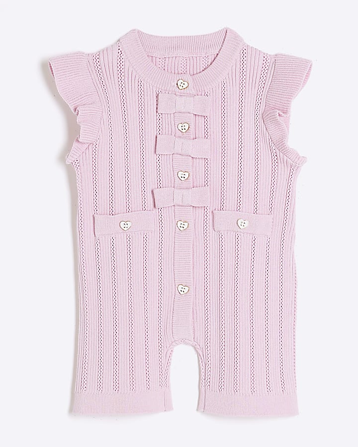 Baby Girls Pink Pointelle Romper