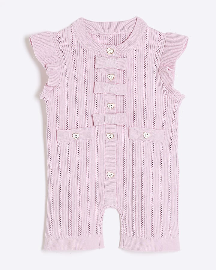 Baby Girls Pink Pointelle Romper