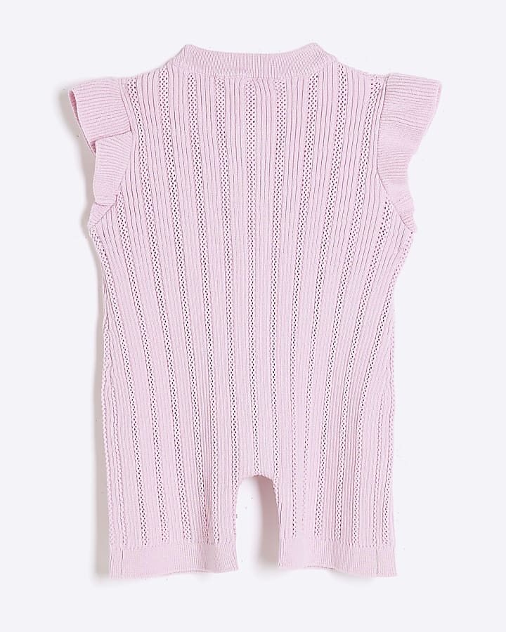 Baby Girls Pink Pointelle Romper